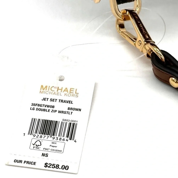 Michael Kors Double Zip Wallet Wristlet Brown Leather (NWT) - Picture 7 of 7